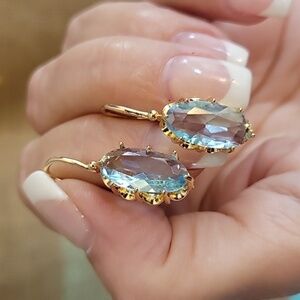 🔥LAST PAIR🔥 Ice Blue Faceted Glass Drop Earrings